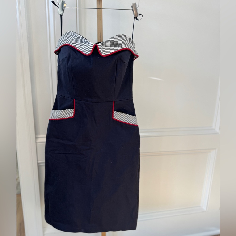 Unique Vintage S Navy Strapless Retro Wiggle Pin-up Fitted Party Cocktail Dress